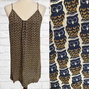 Joie Size Small Owl Print Silk Slip Dress Mini Spaghetti Straps